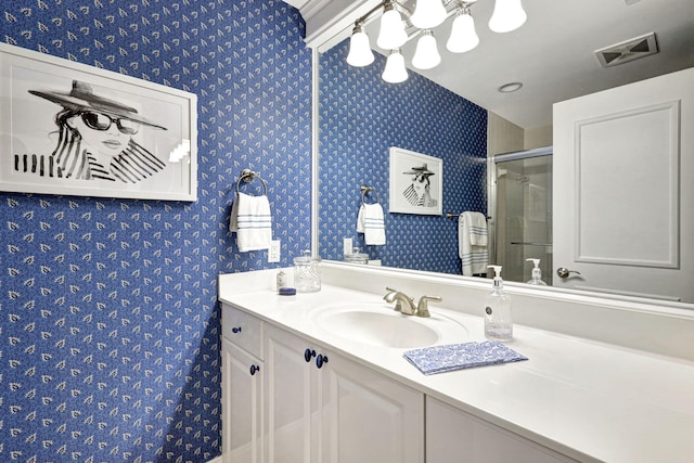 bathroom featuring large vanity