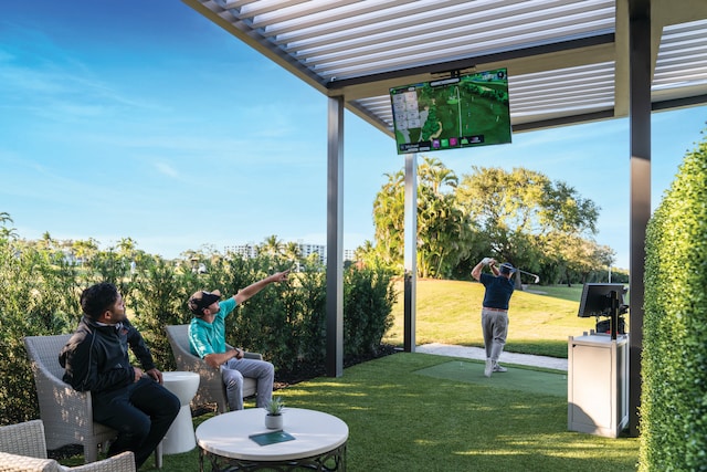 exterior space featuring a pergola