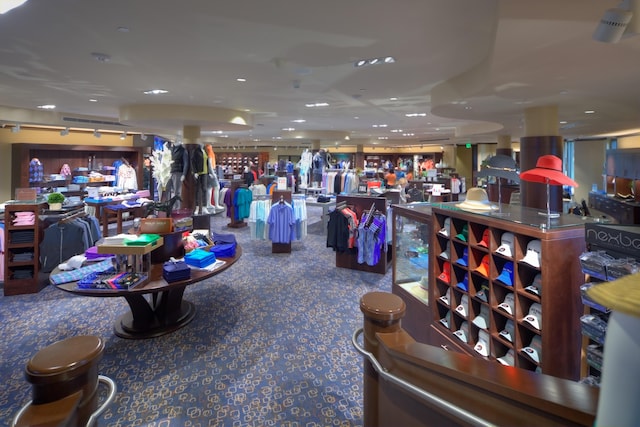 interior space with bar area and carpet floors