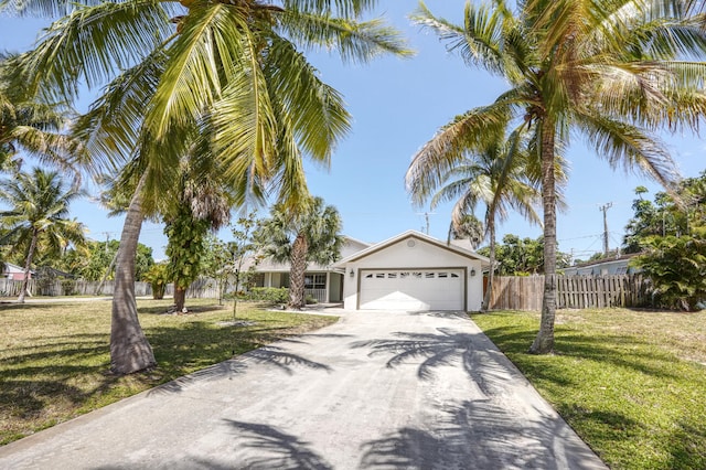 view of front of home with a garage and a front yard