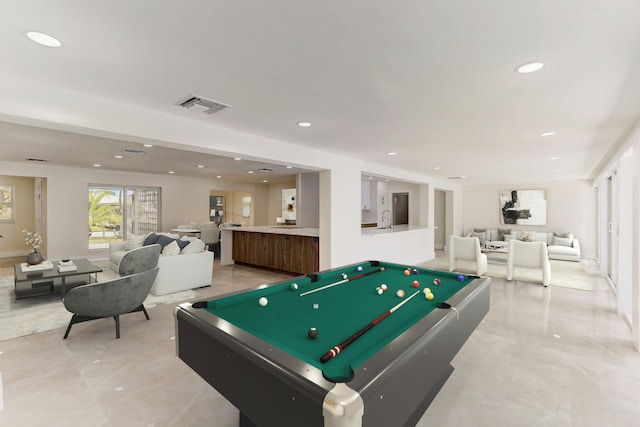 rec room with billiards