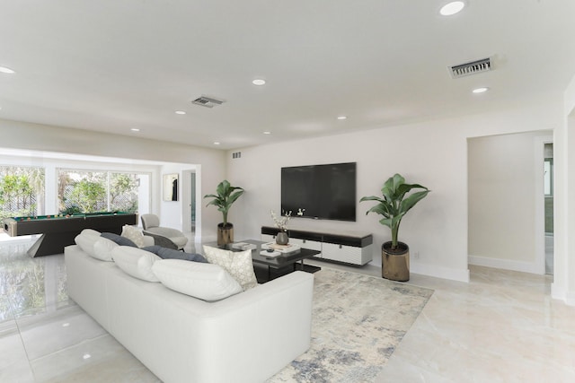 living room featuring pool table