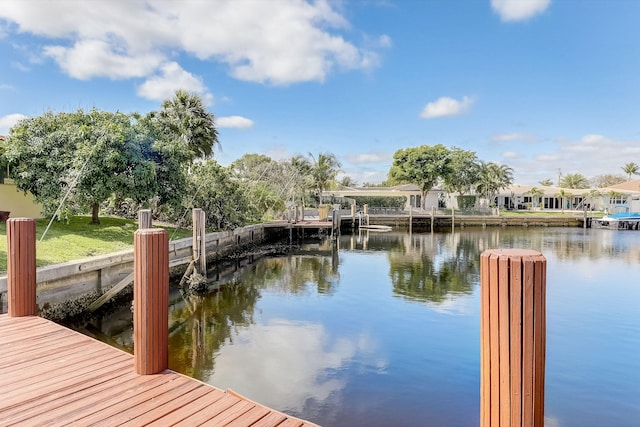 view of dock featuring a water view