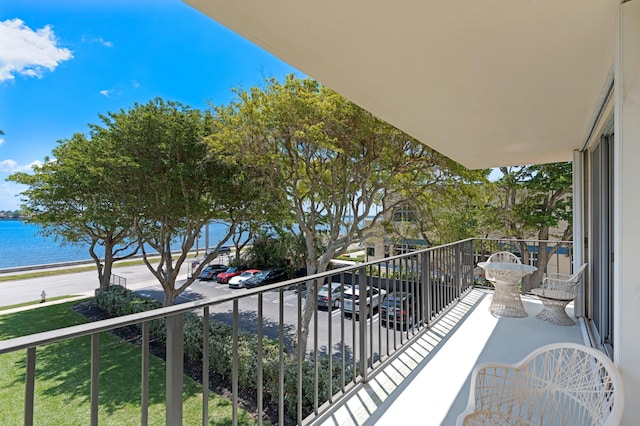 balcony with a water view