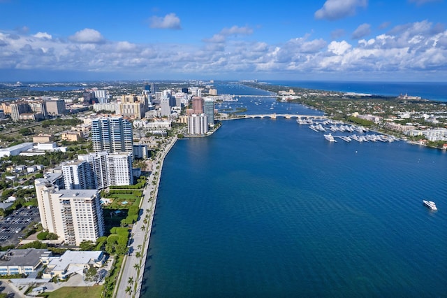 bird's eye view featuring a water view