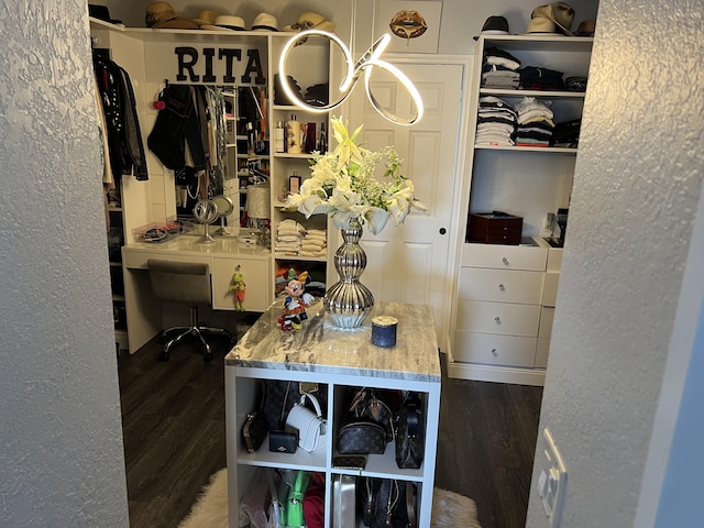 walk in closet featuring wood finished floors