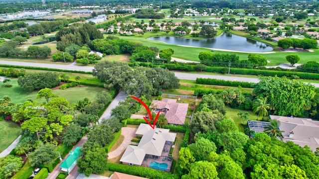 bird's eye view featuring a water view