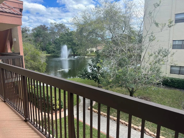 balcony with a water view