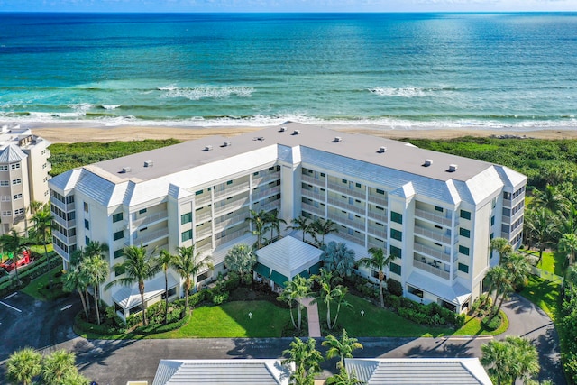 aerial view with a beach view and a water view