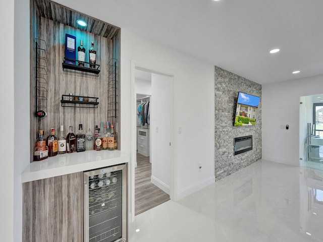 bar with wine cooler