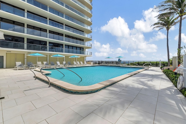 view of pool with a patio area