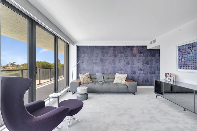 living room featuring carpet flooring