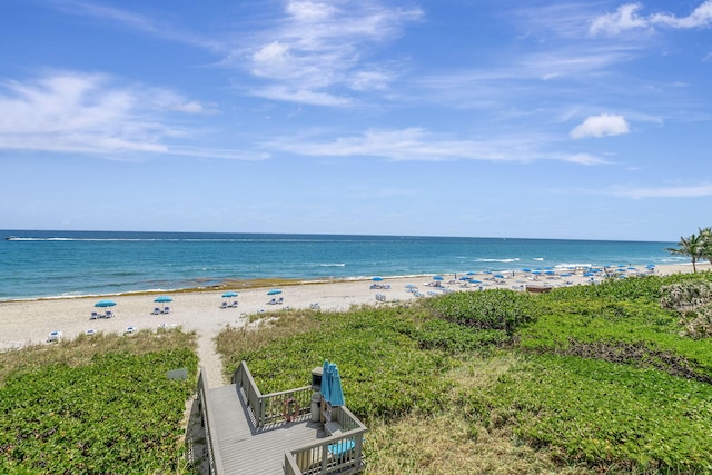 property view of water with a beach view