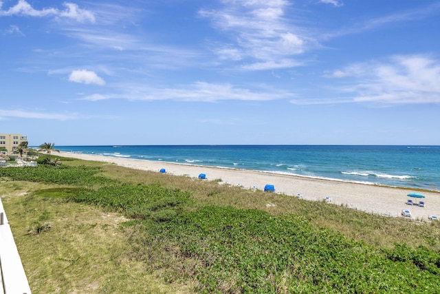 view of water feature featuring a view of the beach