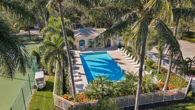 view of pool featuring a patio area