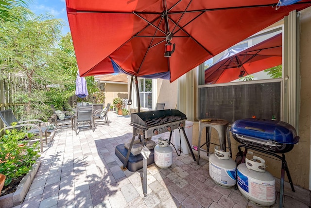 view of patio featuring area for grilling