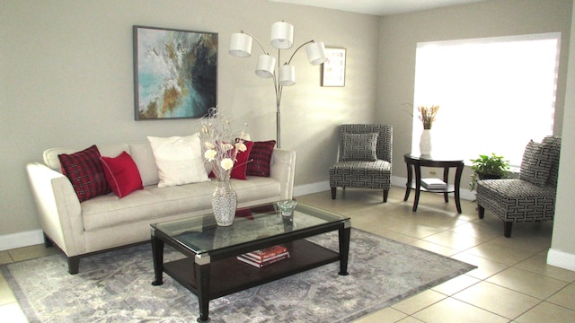 view of tiled living room