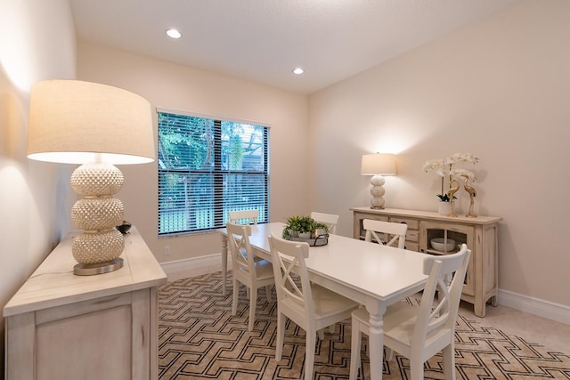 view of carpeted dining room