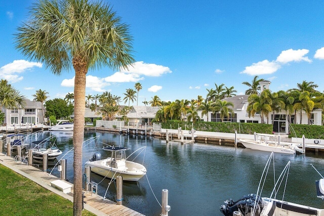 dock area featuring a water view