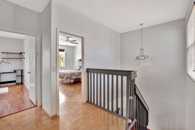 hall featuring light parquet flooring