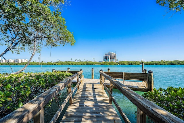 dock area featuring a water view