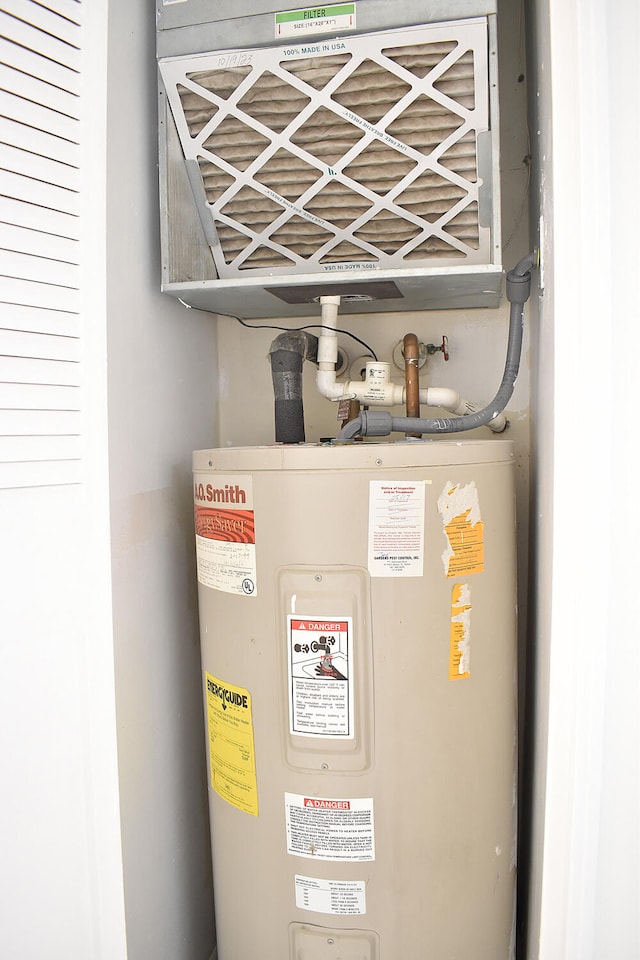 utility room featuring electric water heater