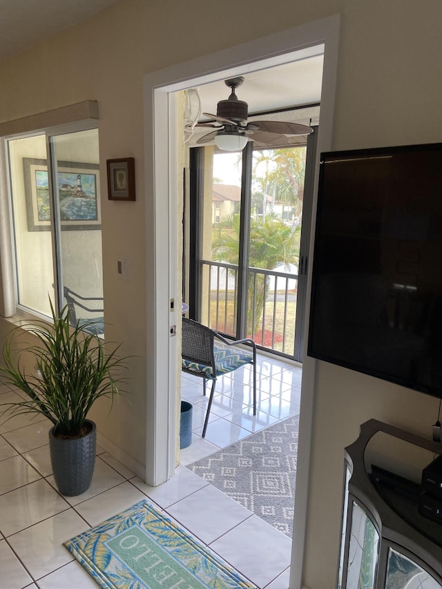3560 Pine Tree Ct Unit A-2, Greenacres, FL 33463 - doorway to outside with light tile patterned floors and ceiling fan