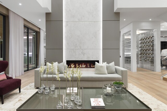 living room featuring light wood-type flooring