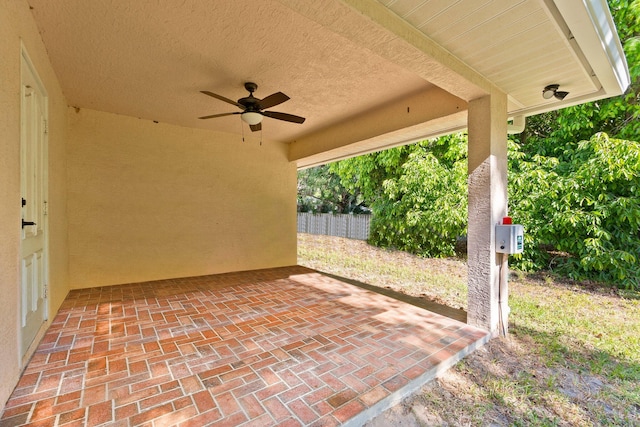 view of patio with ceiling fan