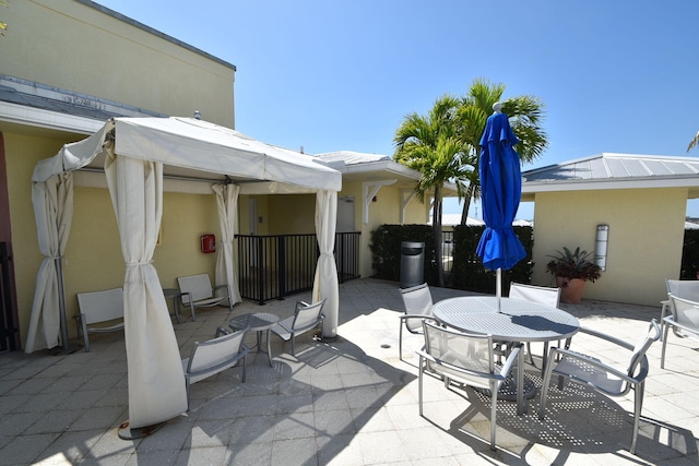 view of terrace featuring a gazebo