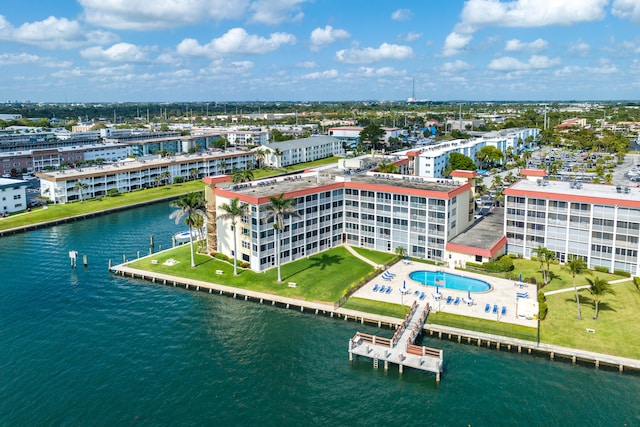 bird's eye view featuring a water view