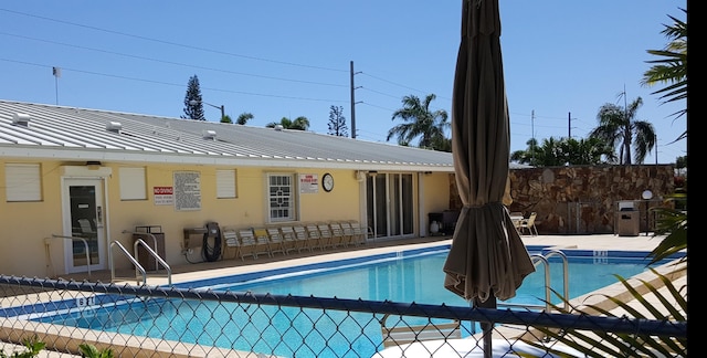 view of pool featuring a patio area