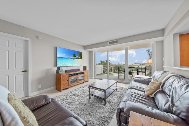 view of tiled living room