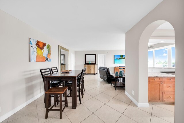 view of tiled dining area