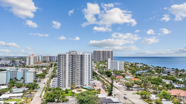 drone / aerial view with a water view and a city view