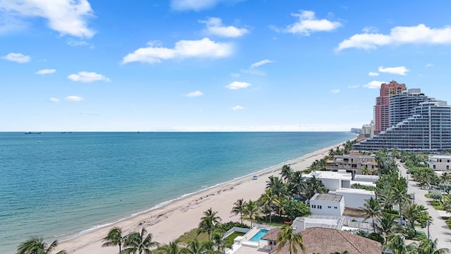 view of water feature featuring a beach view