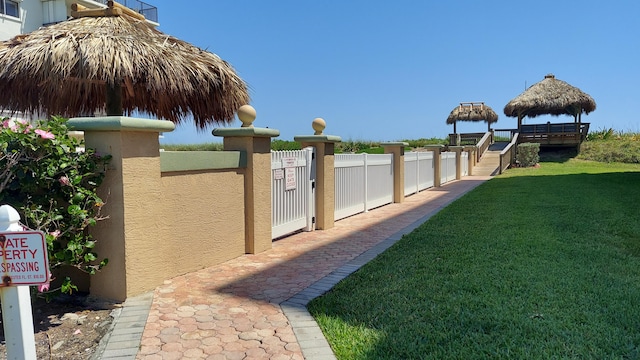 view of yard with a gazebo