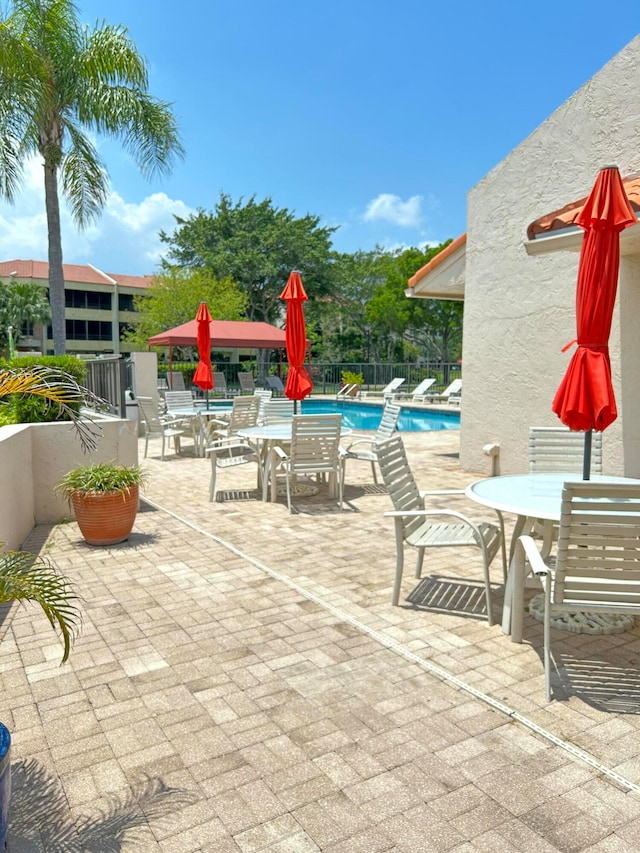 view of patio featuring a community pool