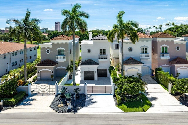 mediterranean / spanish house with a garage