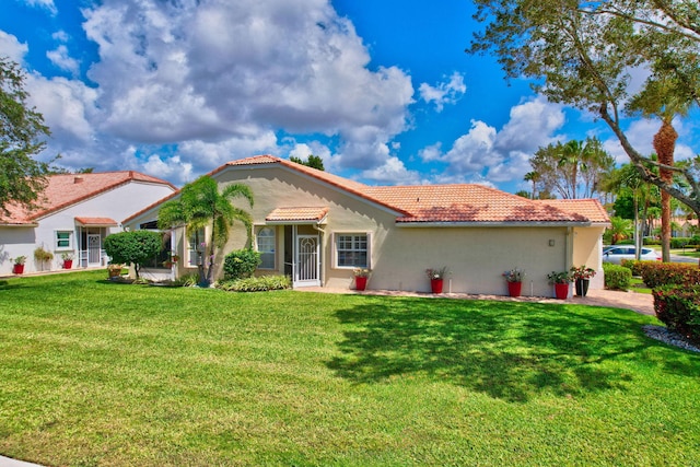 rear view of property with a yard