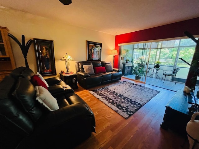 living room featuring hardwood / wood-style flooring