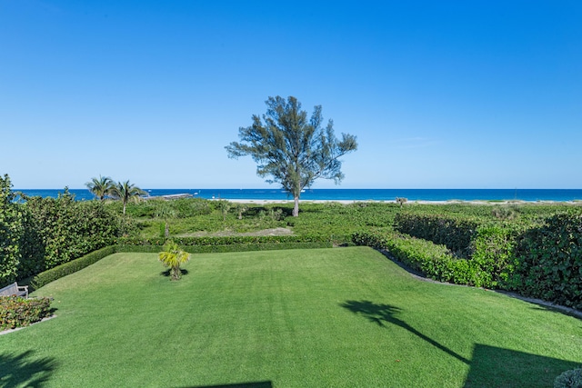 exterior space with a water view