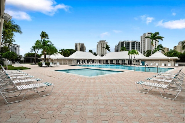 view of pool with a patio area