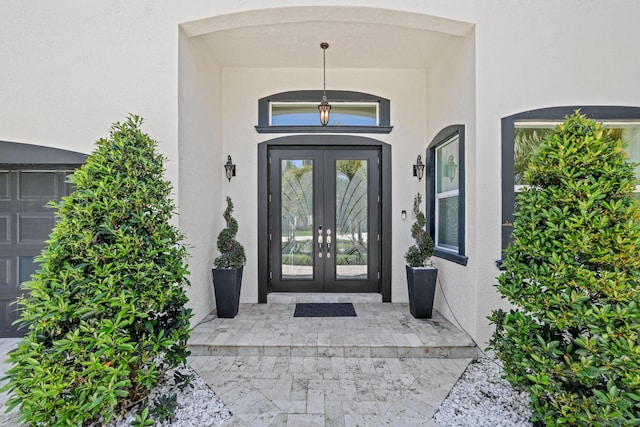 view of exterior entry with french doors