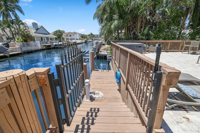 view of dock featuring a water view