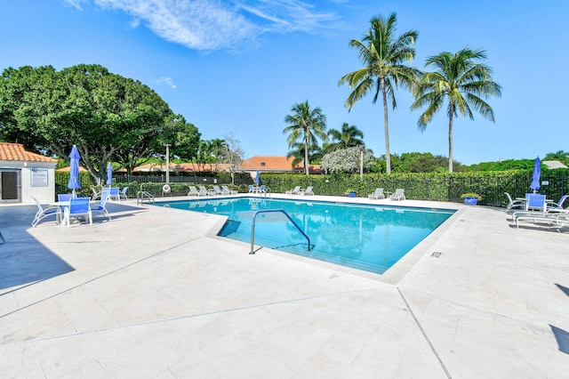 view of pool featuring a patio