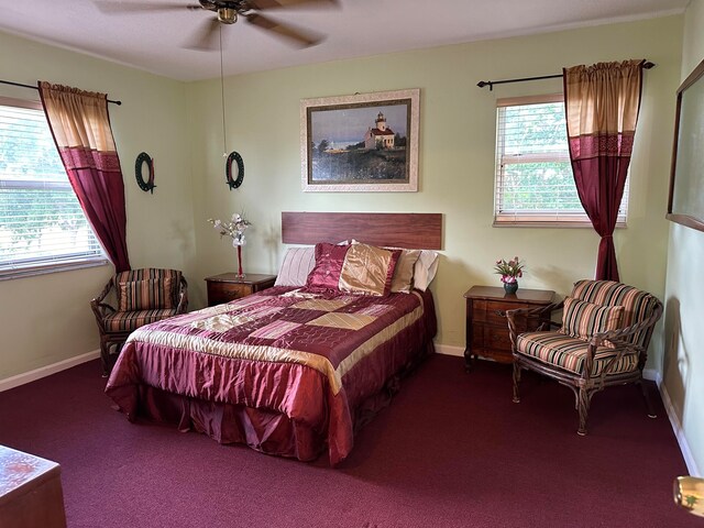 bedroom with carpet and ceiling fan