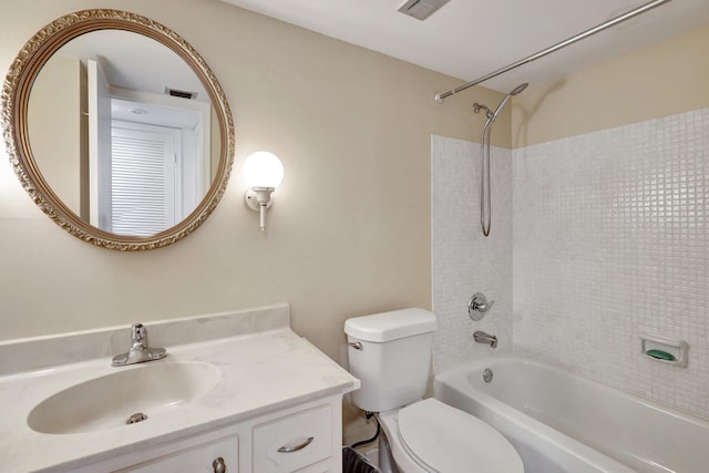 full bathroom featuring toilet, vanity, and shower / bath combination