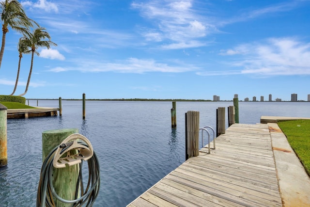 dock area featuring a water view