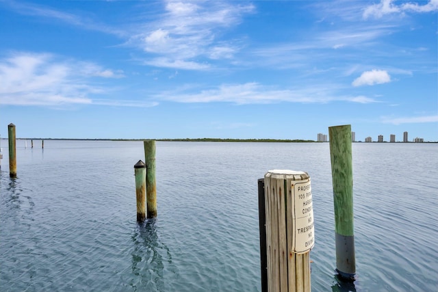 view of dock featuring a water view